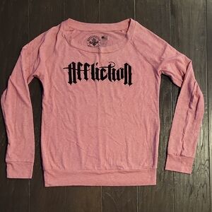 Affliction Heathered Burt Red-ish Crew Neck Sweatshirt